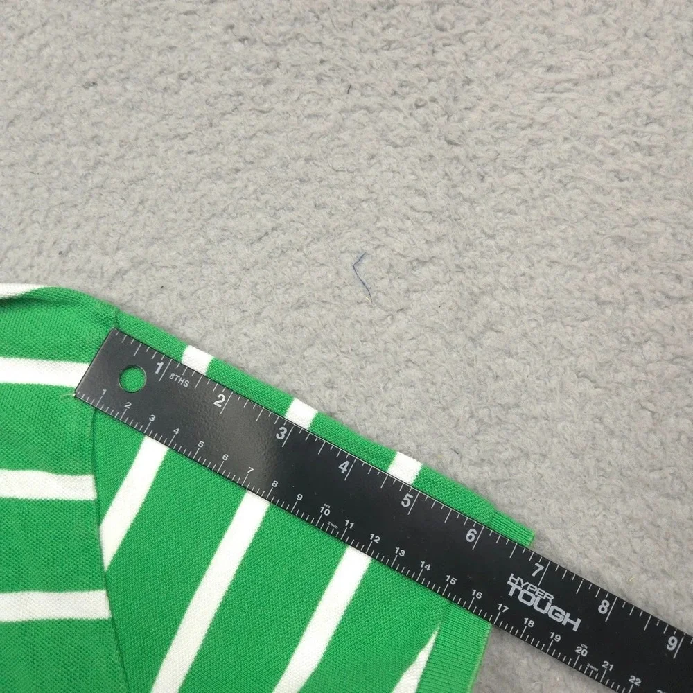 Polo Ralph Lauren Mens Medium Green White Striped Custom Fit Pony Polo Shirt